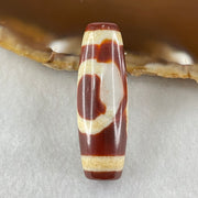 Natural Powerful Tibetan Old Oily Red White Agate One Eye Fire Sign Dzi Bead Heavenly Master (Tian Zhu) 一眼火天珠 9.27g 37.7 by 12.7mm - Huangs Jadeite and Jewelry Pte Ltd
