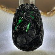 Type A Opaque to Partial Translucent Black Omphacite Jadeite Rat Pendant 25.17g 59.7 by 40.3 by 9.4mm - Huangs Jadeite and Jewelry Pte Ltd