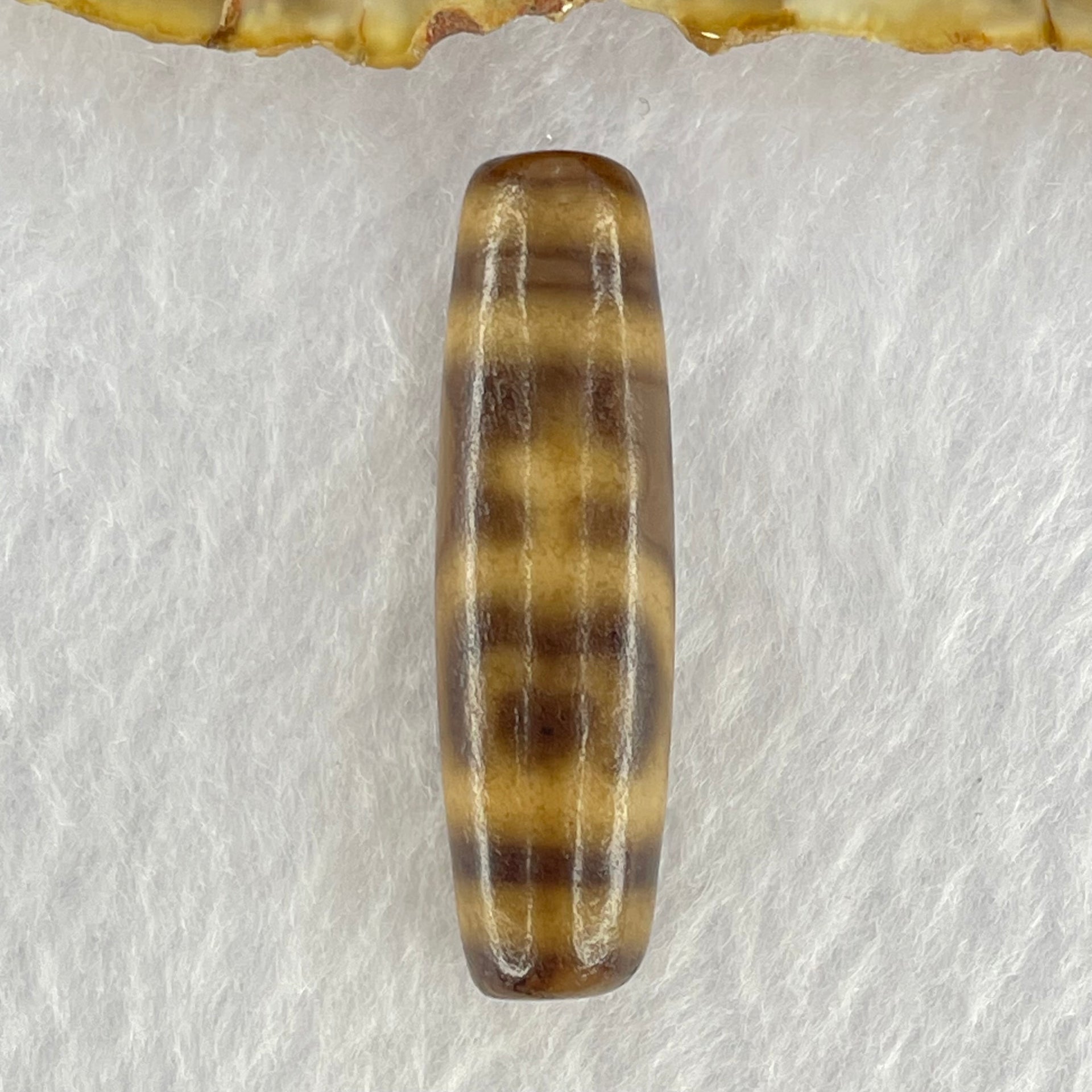 Natural Powerful Tibetan Old Oily Agate Double Nectar Vessel Dzi Bead Heavenly Master (Tian Zhu) 花蜜容器眼天珠 7.04g 38.0 by 10.9mm - Huangs Jadeite and Jewelry Pte Ltd