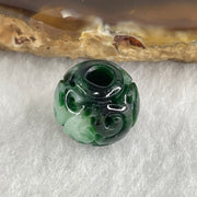 Natural Type A Lao Keng Old Mine Green with Light Green Jadeite Flora Carving Bead Charm 1.94g 12.5mm - Huangs Jadeite and Jewelry Pte Ltd