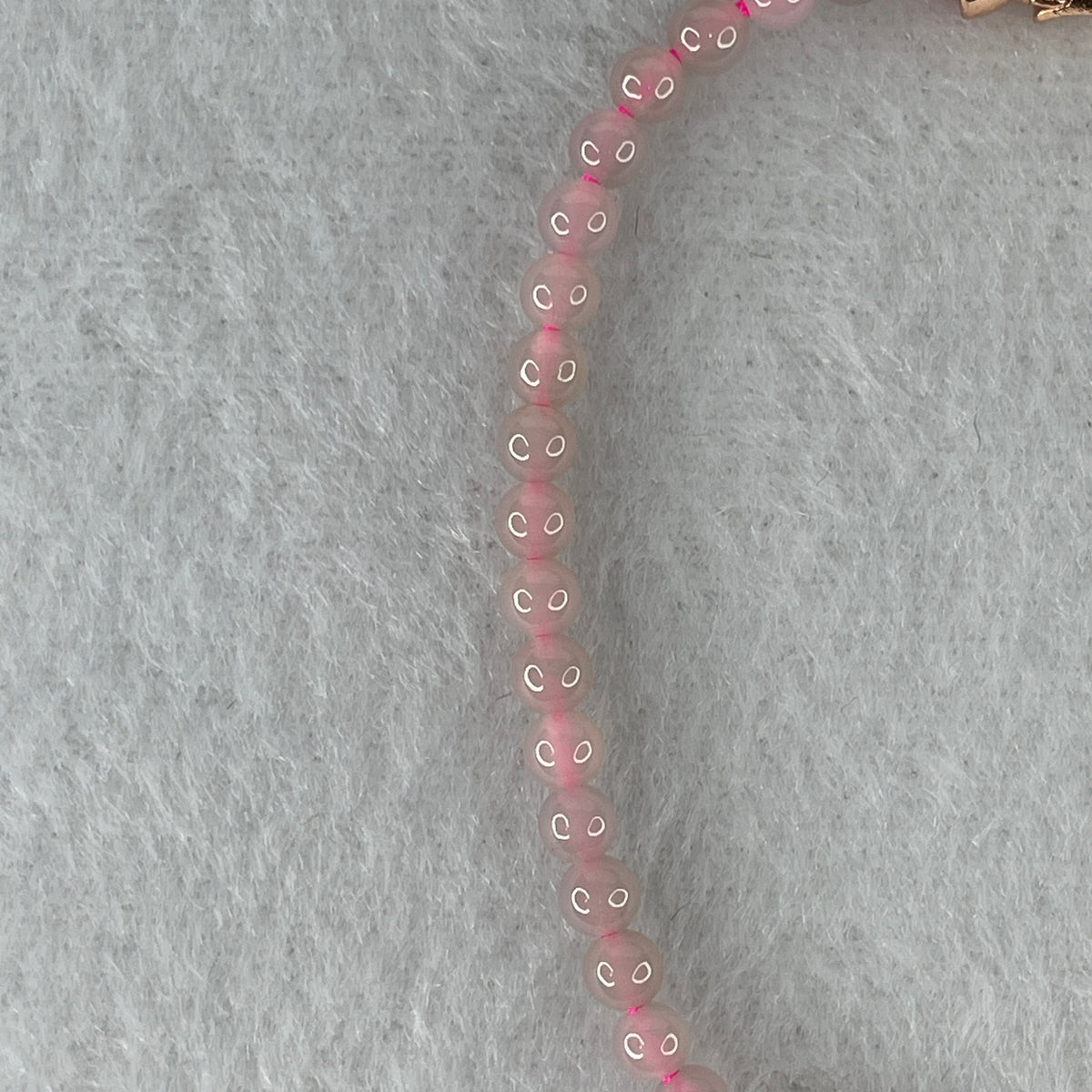 Natural Type A Semi-Icy Pink Jadeite Bracelet | 16cm Tailored 3.8mm Round Genuine Pink Jade Bead Strand with Rose Gold Clasp (5.33g 49 Beads) - Huangs Jadeite and Jewelry Pte Ltd
