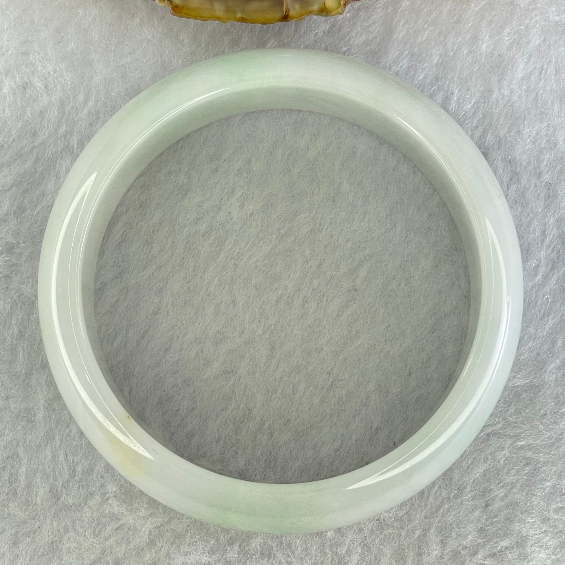 Type A Faint Lavender Green Jadeite Bangle Internal Diameter 55.3mm 61.24g 17.3 by 7.2mm (Internal Lines) - Huangs Jadeite and Jewelry Pte Ltd