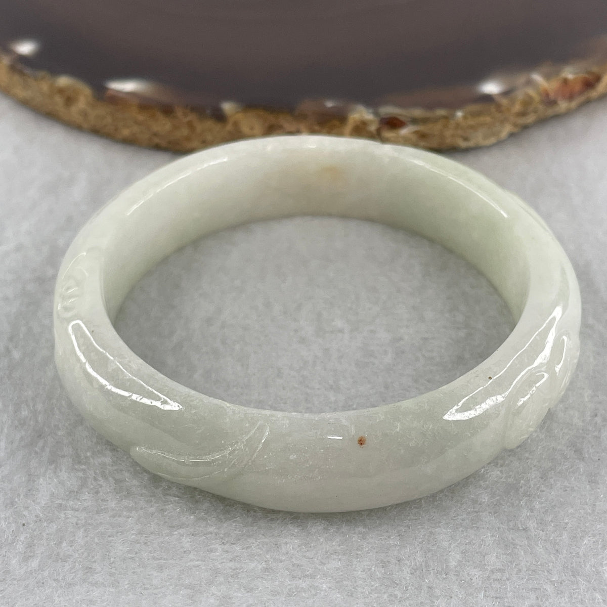 Natural Type A Light Green with Faint Lavender Jadeite Ruyi with Coins Bangle 51.57g Inner Diameter 54.3mm 13.4 by 8.2mm (Slight External Rough) - Huangs Jadeite and Jewelry Pte Ltd