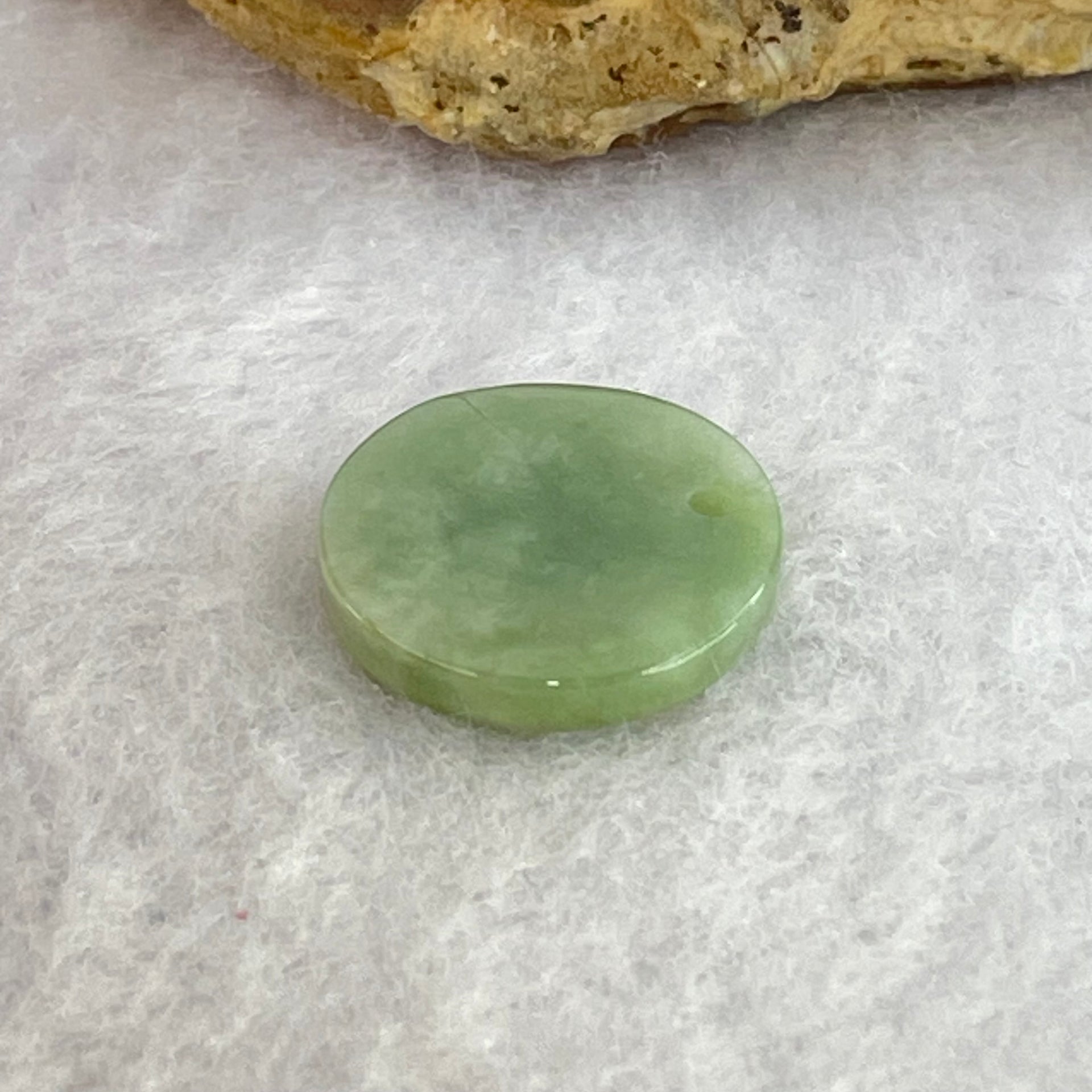 Type A Blueish Green Jadeite Mini Round Wu Shi Pai Pendant 1.34g 14.9 by 2.4mm - Huangs Jadeite and Jewelry Pte Ltd
