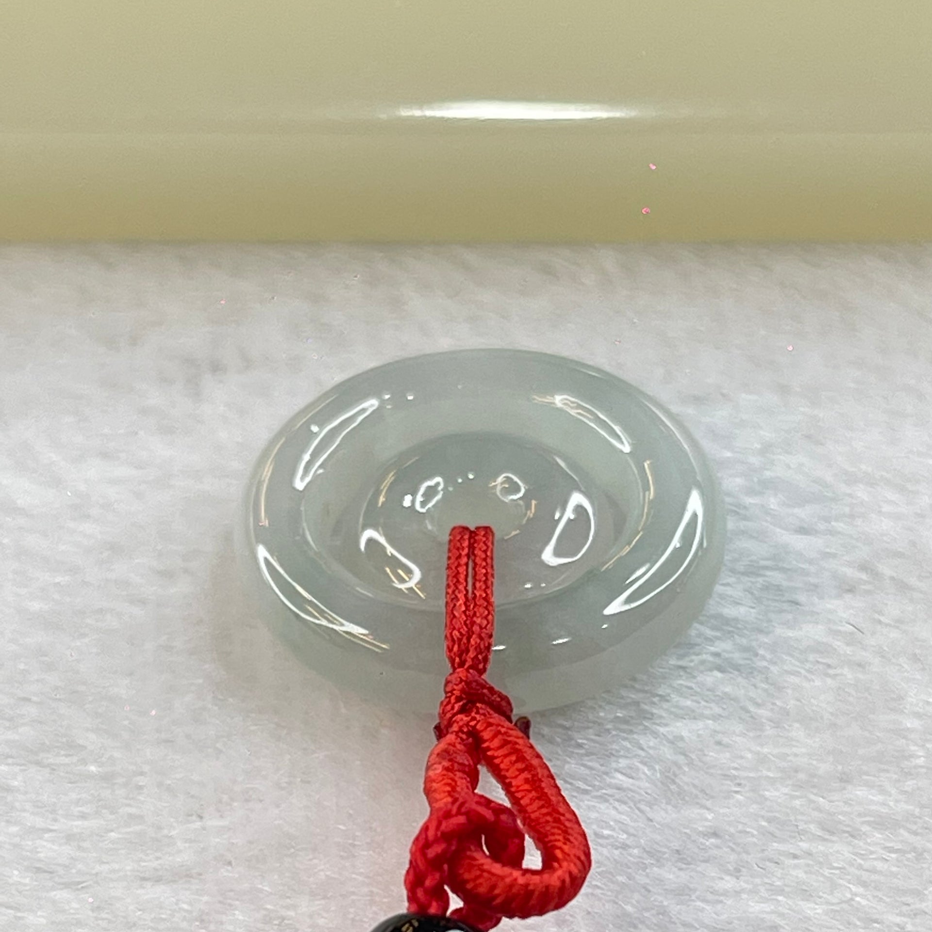 Type A Semi Icy Light Sky Blue Jadeite Double Ping An Kou Donut Necklace 5.43g 21.1 by 4.7mm / 11.7 by 4.2mm - Huangs Jadeite and Jewelry Pte Ltd