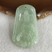 Natural Type A Jelly Light Green Jadeite Guan Yin on Lotus Flower Pendant 23.91g 55.0 by 34.1 by 7.5mm - Huangs Jadeite and Jewelry Pte Ltd