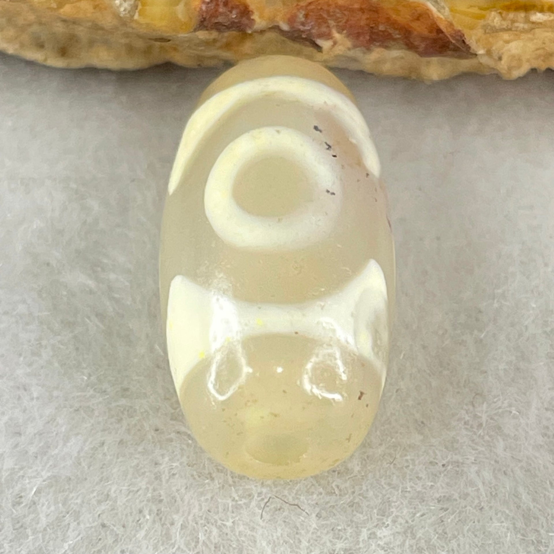 Natural Powerful Tibetan Old Oily Agate 3 Eyes Dzi Bead Heavenly Master (Tian Zhu) 三眼天诛 3.30g 20.1 by 10.6mm - Huangs Jadeite and Jewelry Pte Ltd
