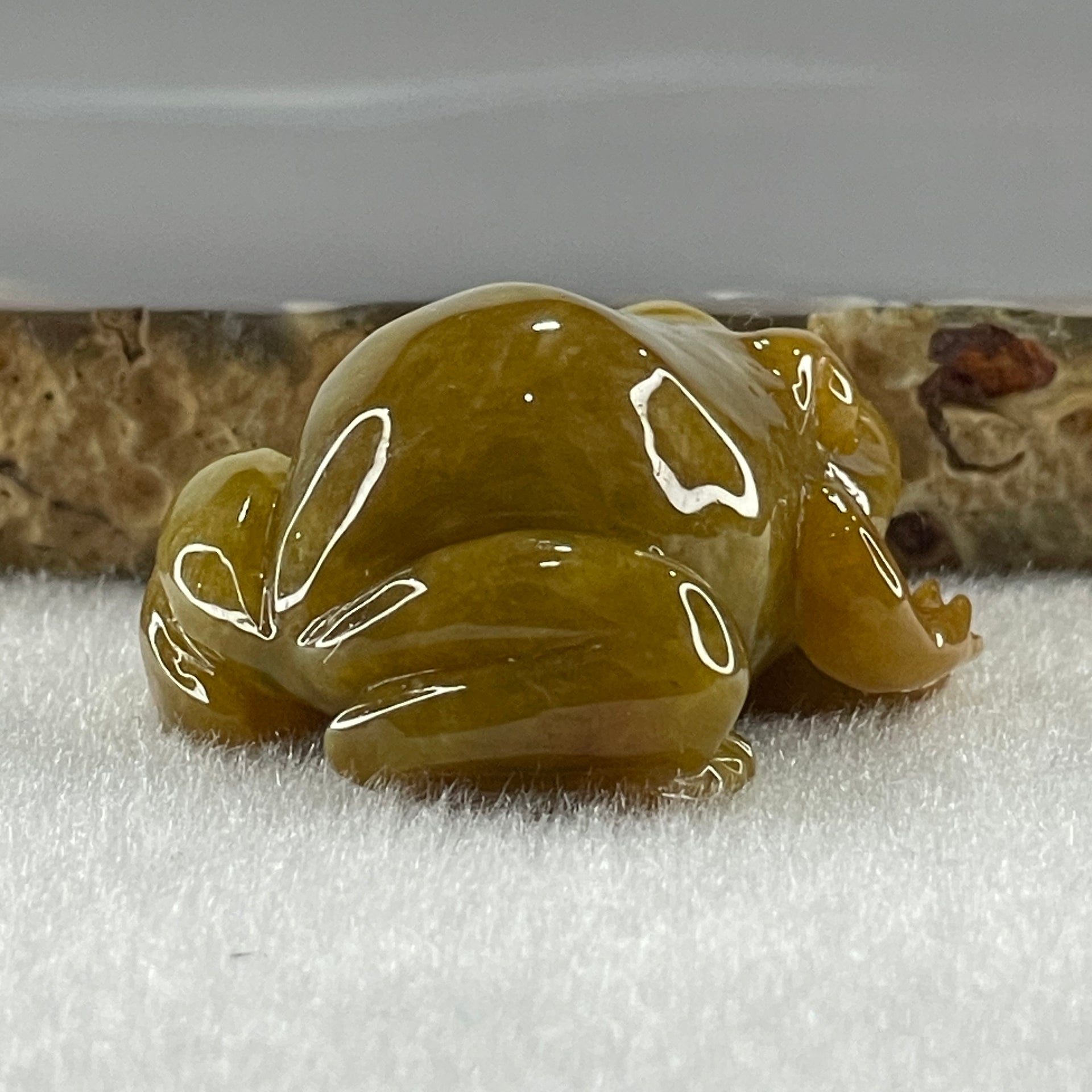 Natural Type A Yellow Jadeite Frog Pendant Charm 18.93g 31.7 by 26.4 by 16.9mm - Huangs Jadeite and Jewelry Pte Ltd