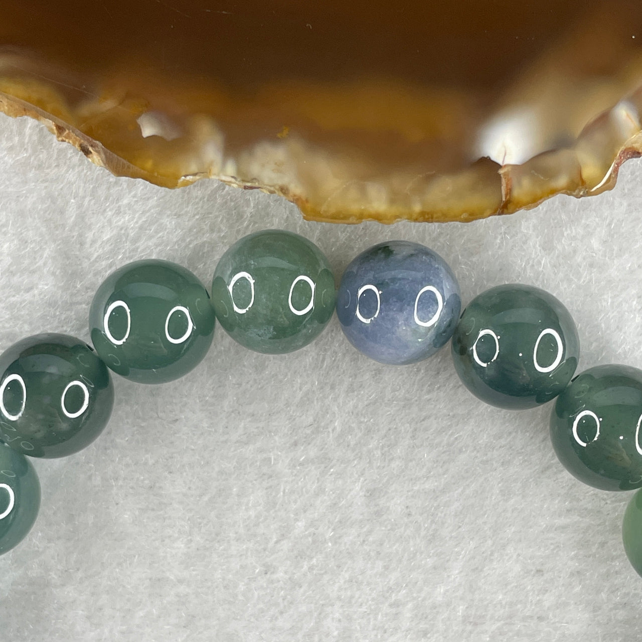 Certified Good Grade Natural Type A Icy Blueish Green with Lavender Jadeite Beads Bracelet 33.70g 16cm 10.0mm 20 Beads