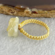 Natural Type A Light Yellow Jadeite Flower String Elastic Ring 2.75g 13.7 by 14.2 by 7.7mm US 7 HK 16.5 - Huangs Jadeite and Jewelry Pte Ltd