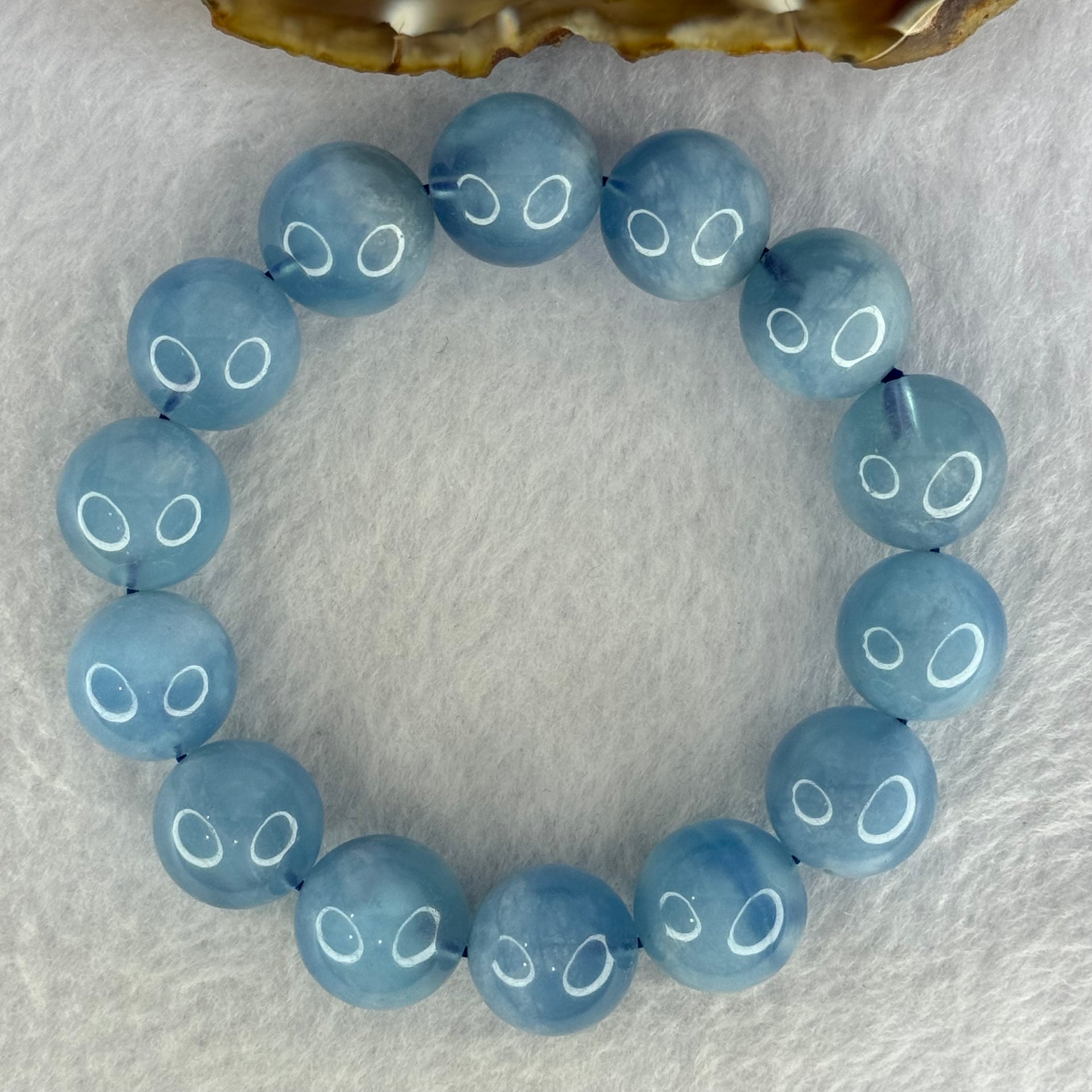 Natural Aquamarine Beads Bracelet 75.20g 19cm 15.8mm 14 Beads - Huangs Jadeite and Jewelry Pte Ltd