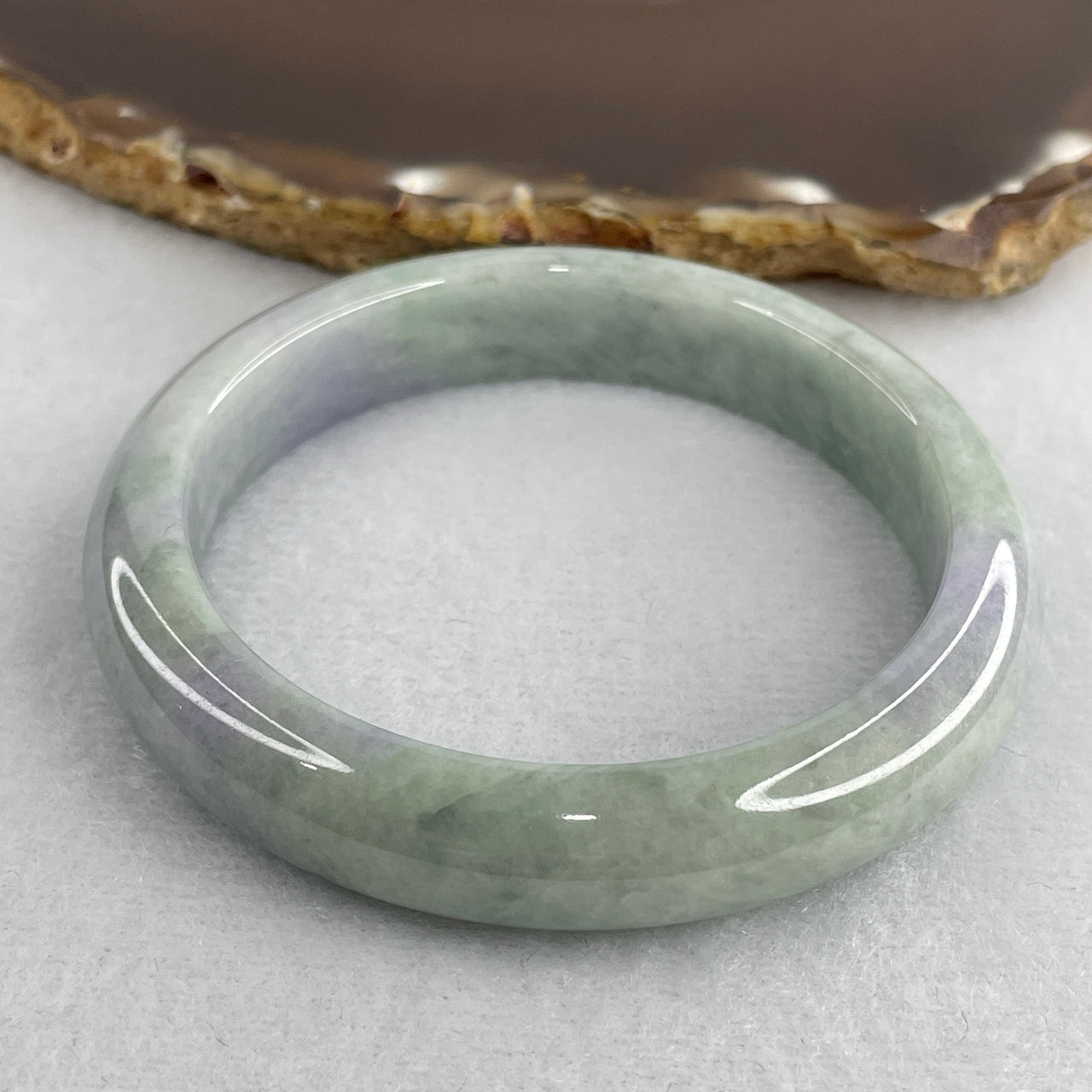 Natural Type A Multicolor Jadeite Bangle | 53.1mm Intense Royal Lavender with Vivid Light Green | Internal Lines "Chun Dai Cai" Round Wrist Heirloom (44.15g 11.3x8.0mm)