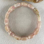 Above Average Natural Pink Flower Agate Shou Pai Bracelet 39.89g 17cm 17.9 by 13.0mm 15 Pieces (Slight External Rough) - Huangs Jadeite and Jewelry Pte Ltd