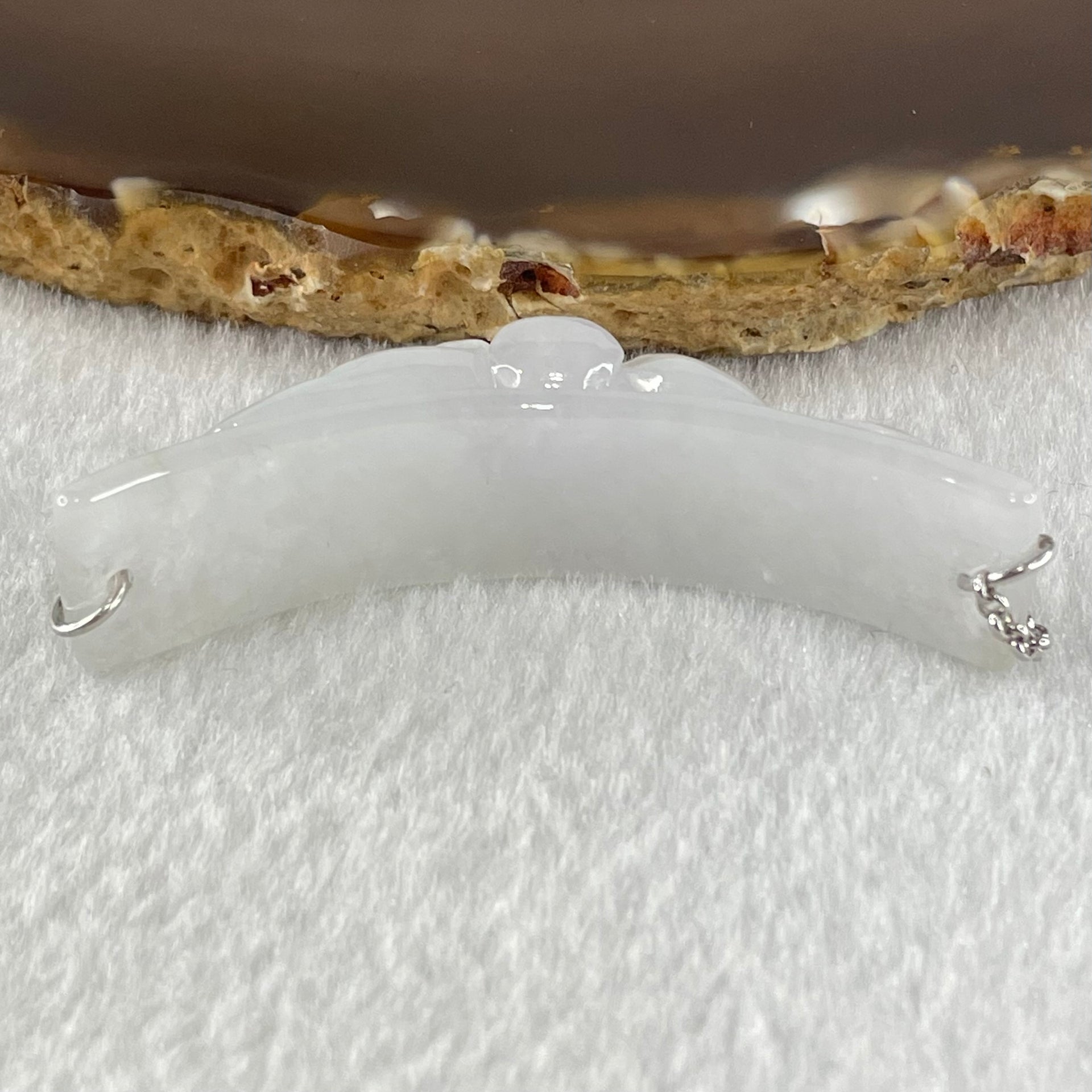 Type A Semi Icy Faint Lavender Jadeite Flower Charm in S925 Sliver Bracelets 13.70g 53.0 by 12.8 by 13.5mm - Huangs Jadeite and Jewelry Pte Ltd