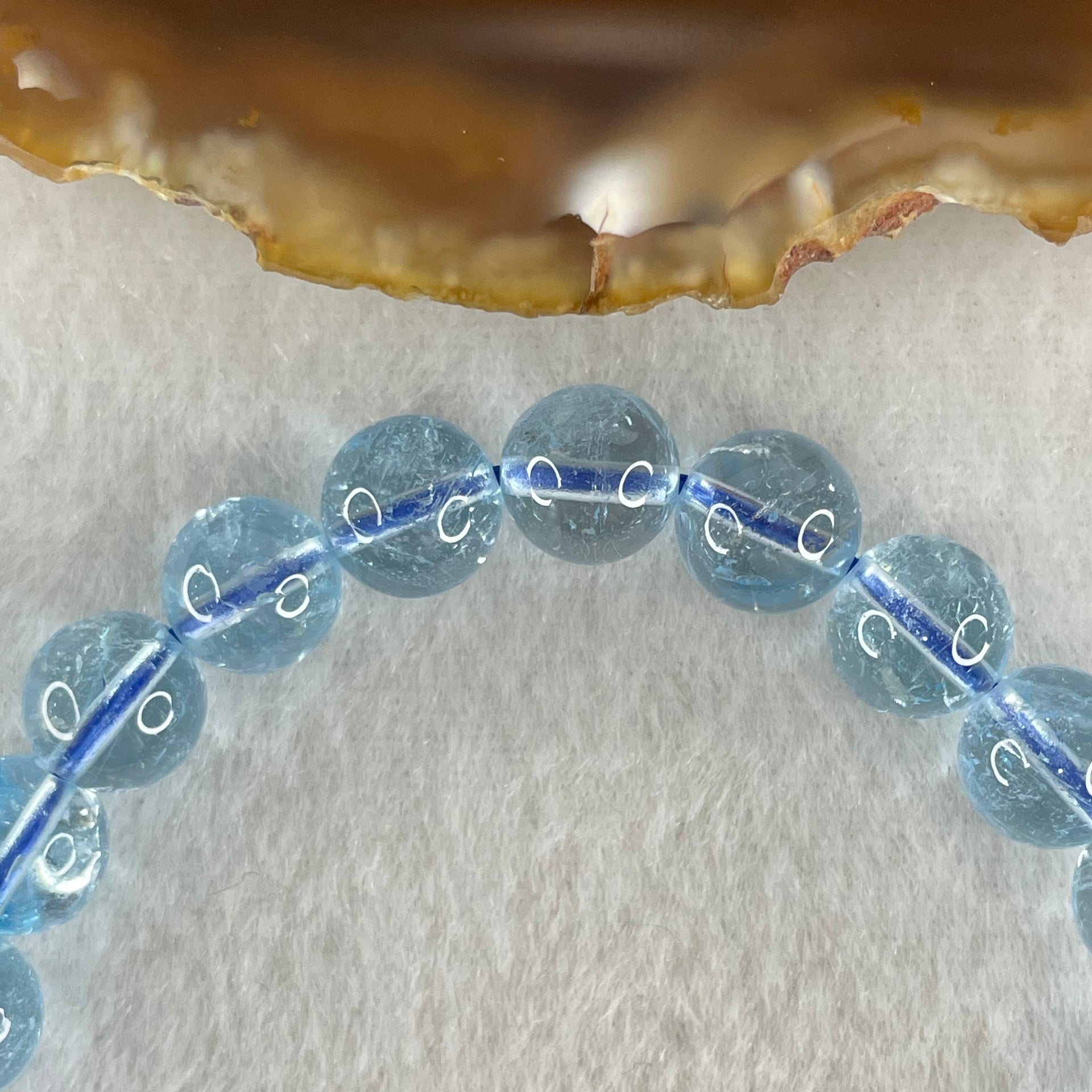 Above Average Natural Blue Topaz Beads Bracelet 26.15g 15.5cm 8.7mm 22 Beads - Huangs Jadeite and Jewelry Pte Ltd