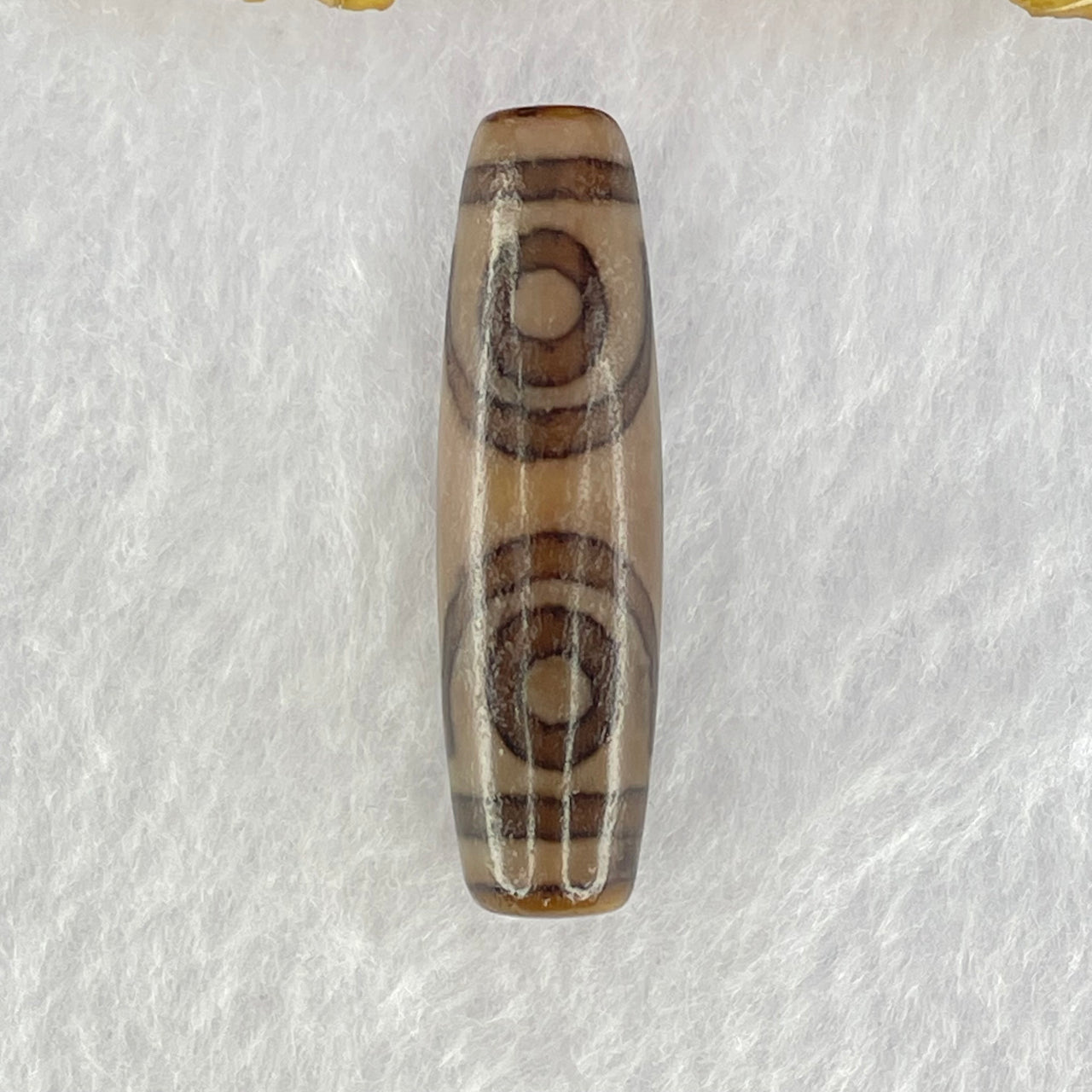 Natural Powerful Tibetan Old Oily Agate 3 Eyes Dzi Bead Heavenly Master (Tian Zhu) 三眼天诛 7.57g 39.9 by 11.3mm - Huangs Jadeite and Jewelry Pte Ltd