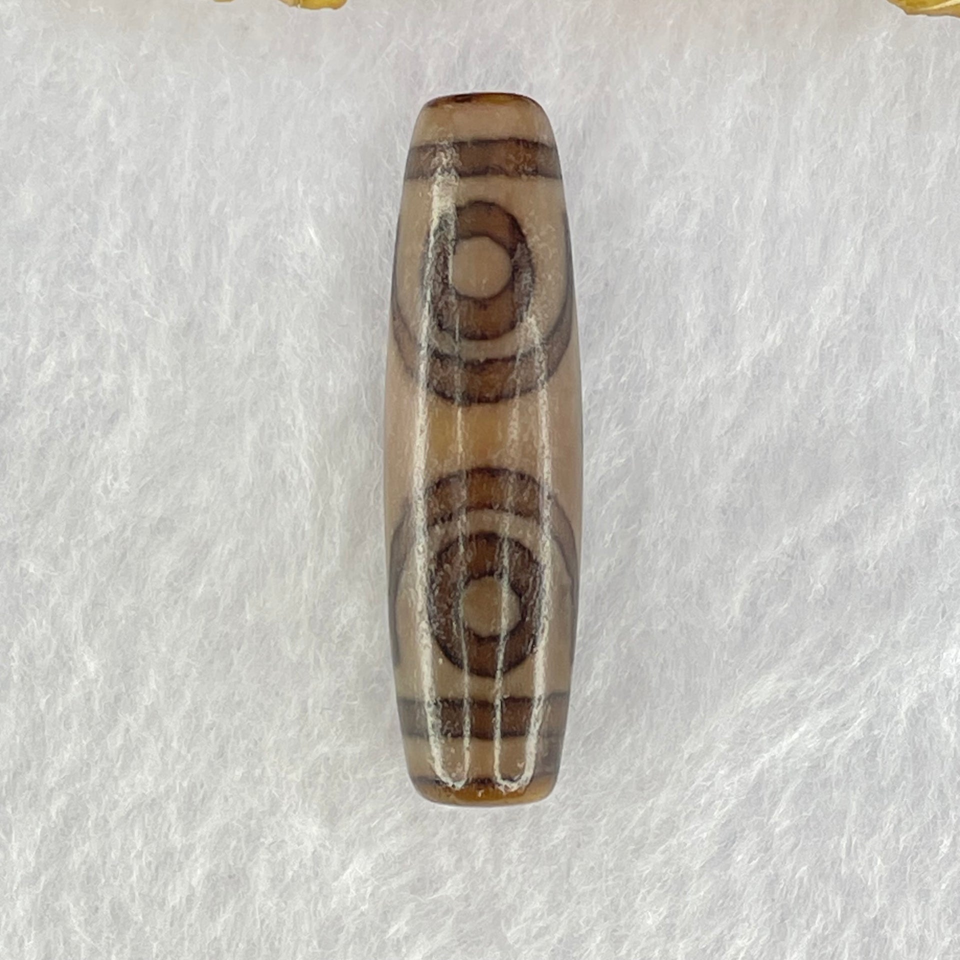 Natural Powerful Tibetan Old Oily Agate 3 Eyes Dzi Bead Heavenly Master (Tian Zhu) 三眼天诛 7.57g 39.9 by 11.3mm - Huangs Jadeite and Jewelry Pte Ltd