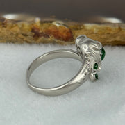 Type A Burmese Full Spicy Green Jade Jadeite Leopard 18K White Gold Ring with Diamonds 3.36g US6.75 HK15 Inner Dia 17.4mm - Huangs Jadeite and Jewelry Pte Ltd