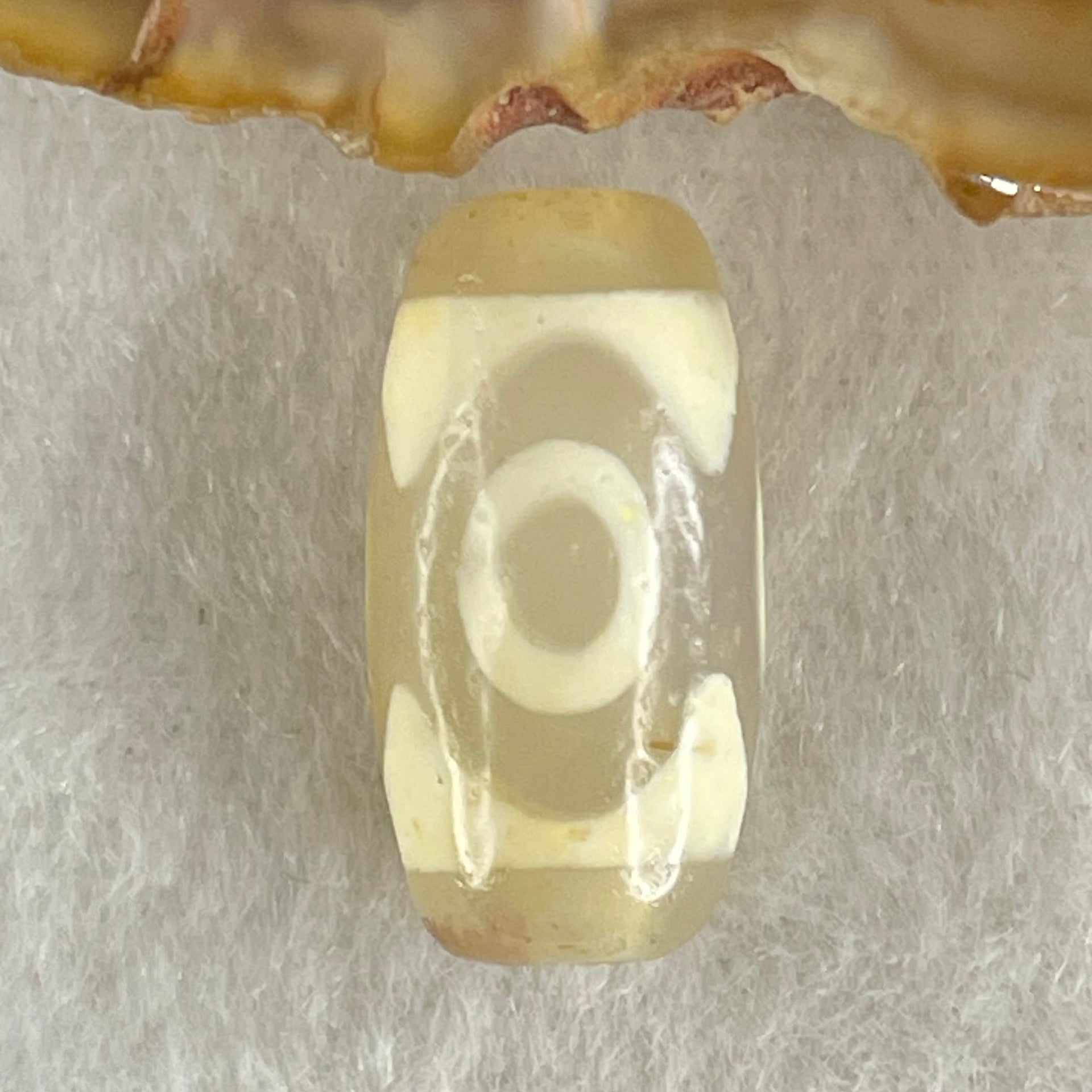 Natural Powerful Tibetan Old Oily Agate 3 Eyes Dzi Bead Heavenly Master (Tian Zhu) 三眼天诛 3.14g 20.0 by 10.4mm - Huangs Jadeite and Jewelry Pte Ltd