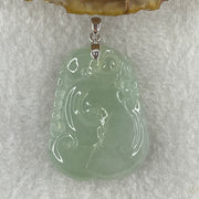 18K 750 White Gold Type A Icy Sky Blue Jadeite Ruyi with Bat Pendant 12.36g 35.5 by 26.6 by 7.1mm - Huangs Jadeite and Jewelry Pte Ltd