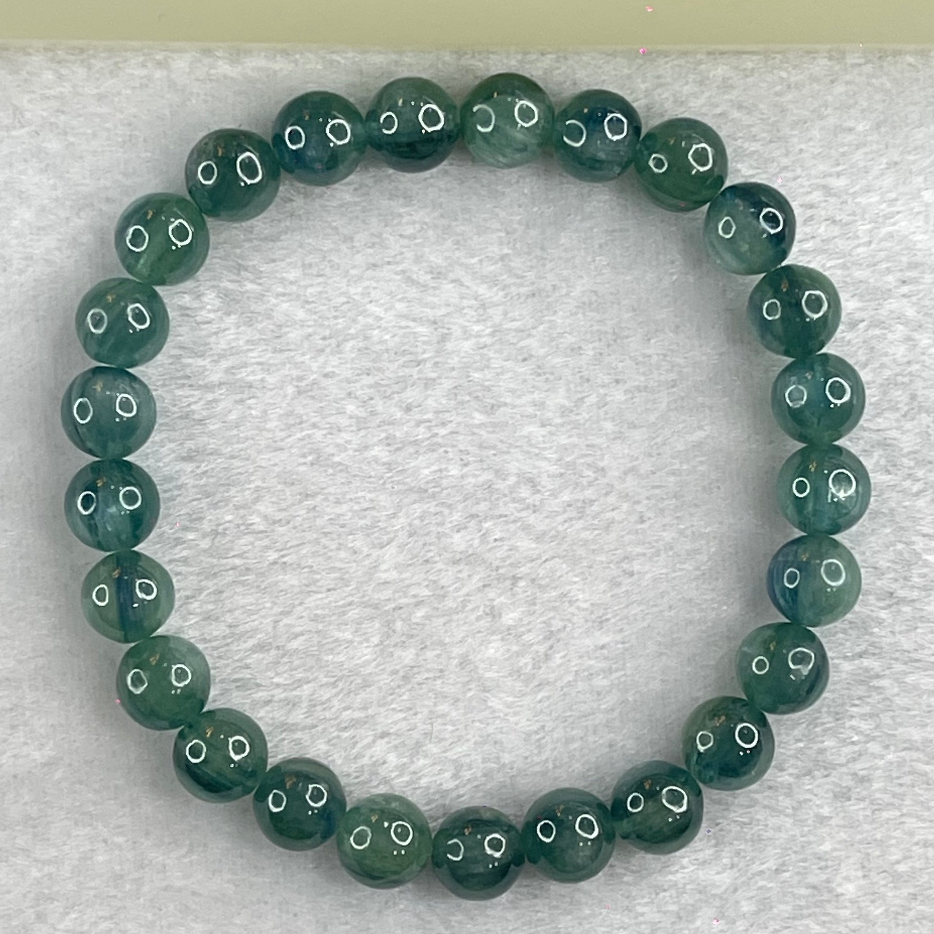 Natural Blueish Green Aquamarine Beryl Beads Bracelet 20.06g 17cm 8.1mm 25 Beads - Huangs Jadeite and Jewelry Pte Ltd