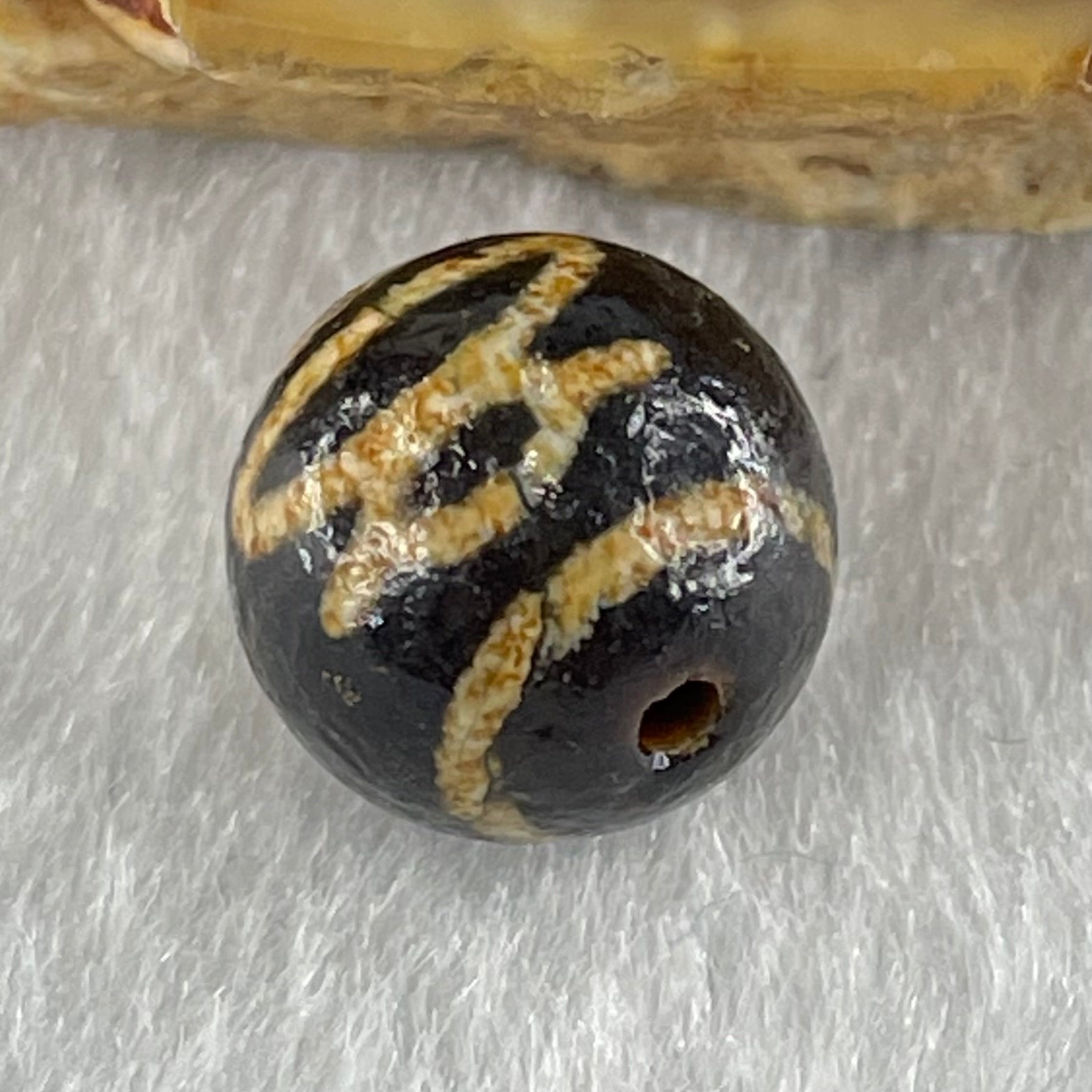 Natural Powerful Tibetan Old Oily Agate 2 Cai Shen Dzi Bead Heavenly Master (Tian Zhu) 1.34g 9.9 by 10.1mm - Huangs Jadeite and Jewelry Pte Ltd