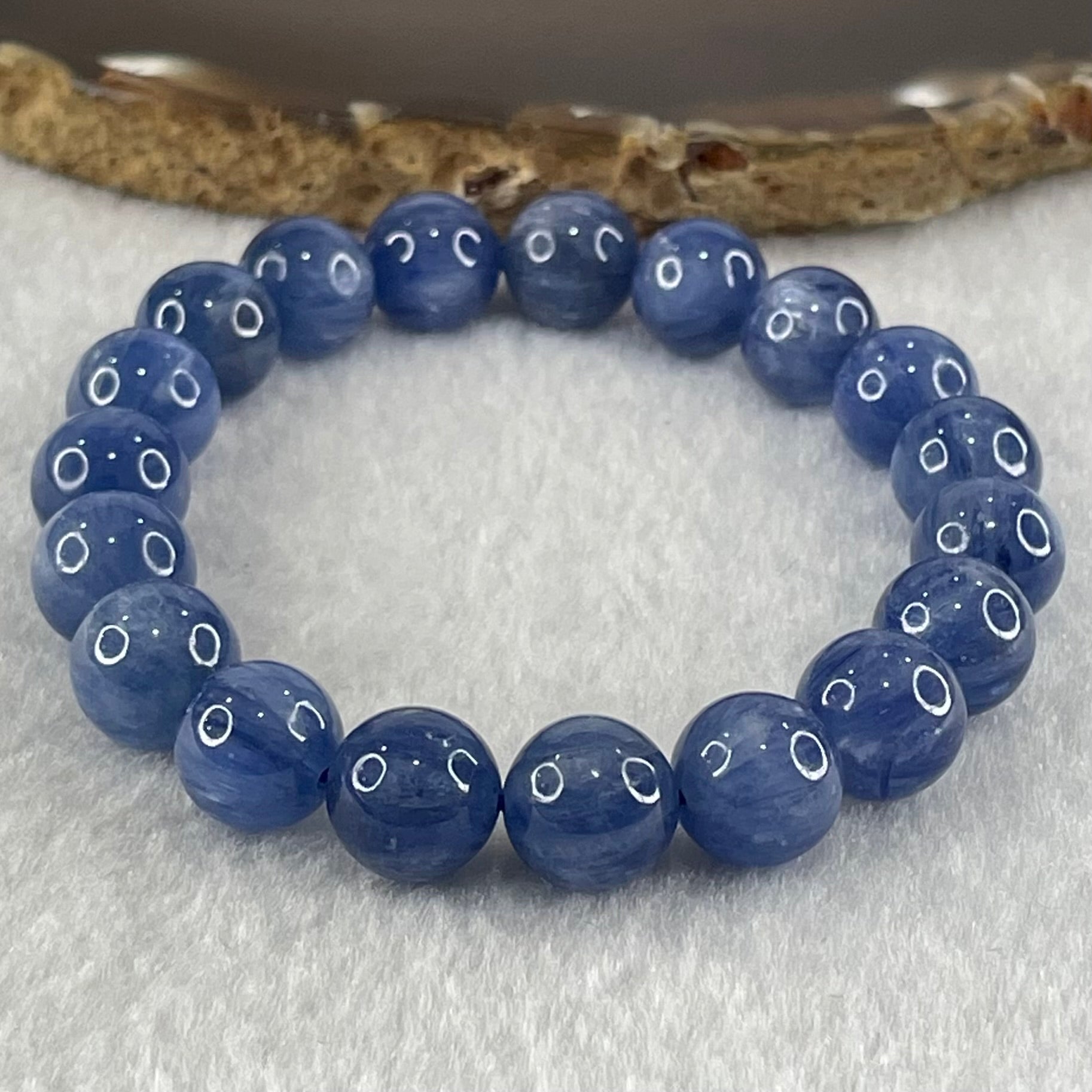 Natural Blue Kyanite Beads Bracelet 35.24g 15.5cm 10.3mm 19 Beads - Huangs Jadeite and Jewelry Pte Ltd