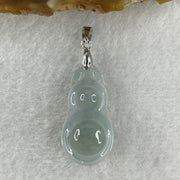 Natural Type A Semi Icy Lavender Jadeite Calabash Hulu Pendant in Stainless Steel Clasp 3.20g 29.6 by 14.9 by 5.2mm - Huangs Jadeite and Jewelry Pte Ltd