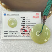 Type A Yellowish Green Jadeite Ping An Kou Donut Pendent 24.41g 43.0 by 7.1mm - Huangs Jadeite and Jewelry Pte Ltd