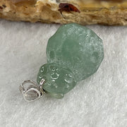 Natural Type A Semi Icy Green Jadeite Rabbit on Moon Pendant in 18K White Gold 3.83g 16.7 by 12.0mm - Huangs Jadeite and Jewelry Pte Ltd