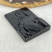 Type A Opaque Black Jadeite Jesus Christ Pendant 45.05g 58.8 by 38.9 by 8.8mm - Huangs Jadeite and Jewelry Pte Ltd