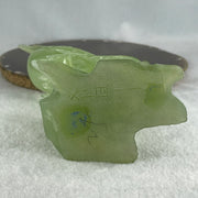 Natural Green Serpentine Bird on Plant with Wooden Stand Display 412.0g 135.0 by 96.0 by 190.0mm - Huangs Jadeite and Jewelry Pte Ltd