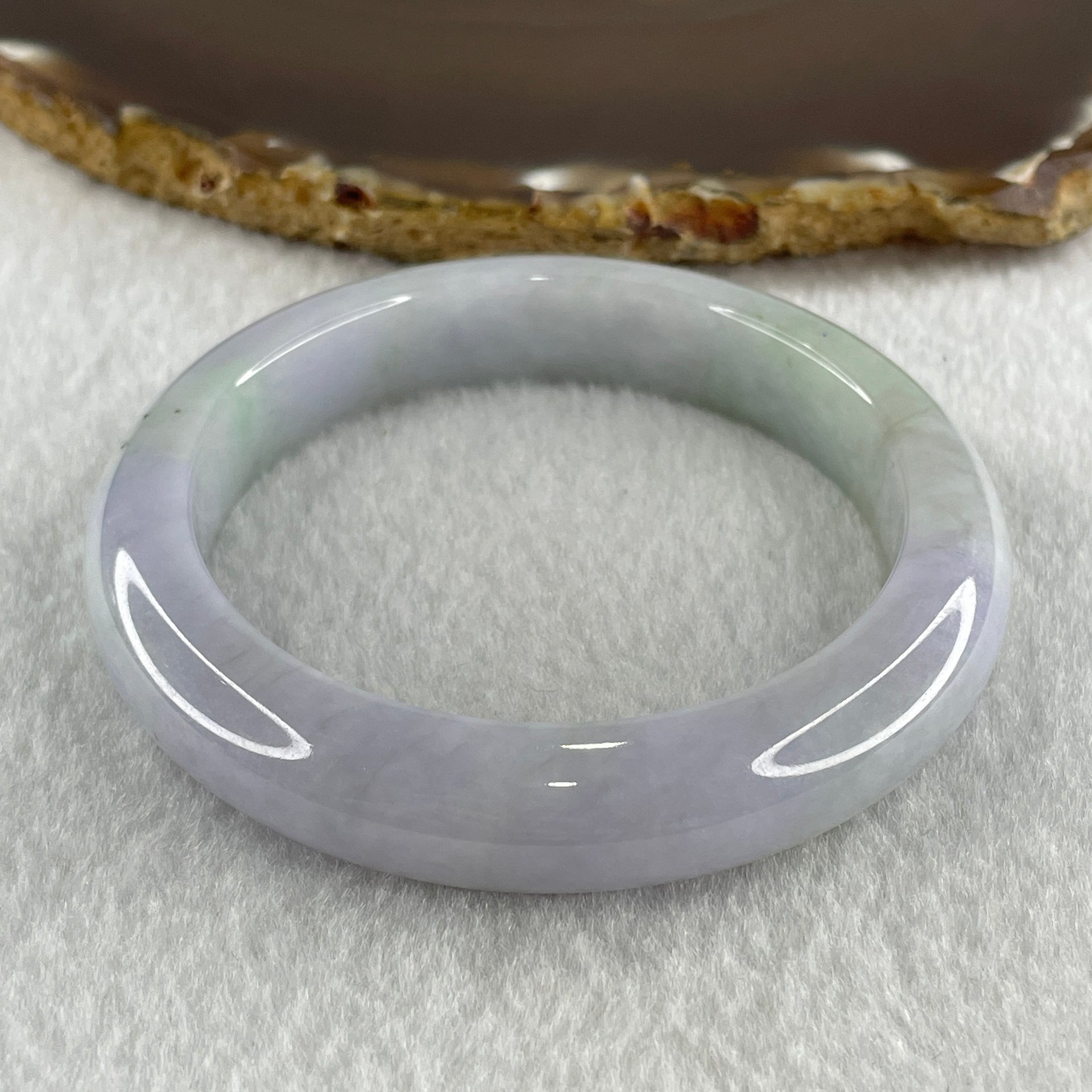 Natural Type A Light Lavender with Green Jadeite Bangle 59.36g Inner Diameter 55.4mm 12.0 by 9.8mm (Close to Perfect) - Huangs Jadeite and Jewelry Pte Ltd