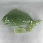 Natural Jelly Green Serpentine Carp Fish Pot Display 2,074.0g 310.0 by 183.0 by 98.0mm - Huangs Jadeite and Jewelry Pte Ltd