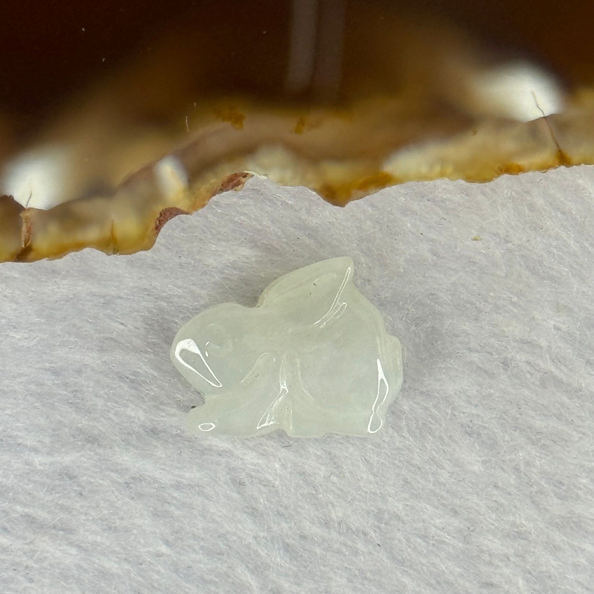 Type A  Light Lavender Green Jadeite Rabbit Charm for Bracelet 2.29g 15.9 by 6.2 by 12.0mm - Huangs Jadeite and Jewelry Pte Ltd