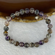 Rare Very Good Grade Natural Transparent Yellowish Black Super 7 Beads Bracelet 非常好的等级天然透明深黄黑色超级七珠手链 12.70g 14.5cm 7.3mm 25 Beads - Huangs Jadeite and Jewelry Pte Ltd