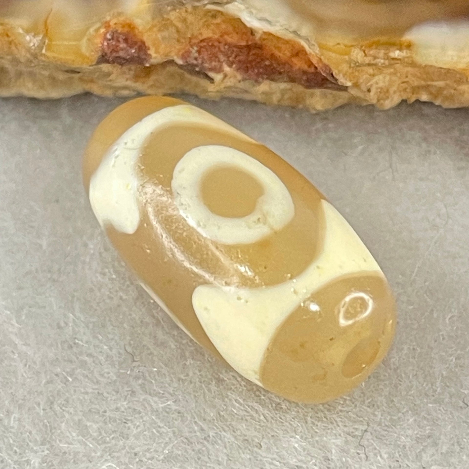 Natural Powerful Tibetan Old Oily Agate 3 Eyes Dzi Bead Heavenly Master (Tian Zhu) 三眼天诛 2.84g 19.8 by 10.0mm - Huangs Jadeite and Jewelry Pte Ltd