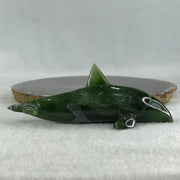 Natural Dark Green Serpentine Killer Whale Display 130.1g 122.0 by 52.0 by 50.0mm - Huangs Jadeite and Jewelry Pte Ltd