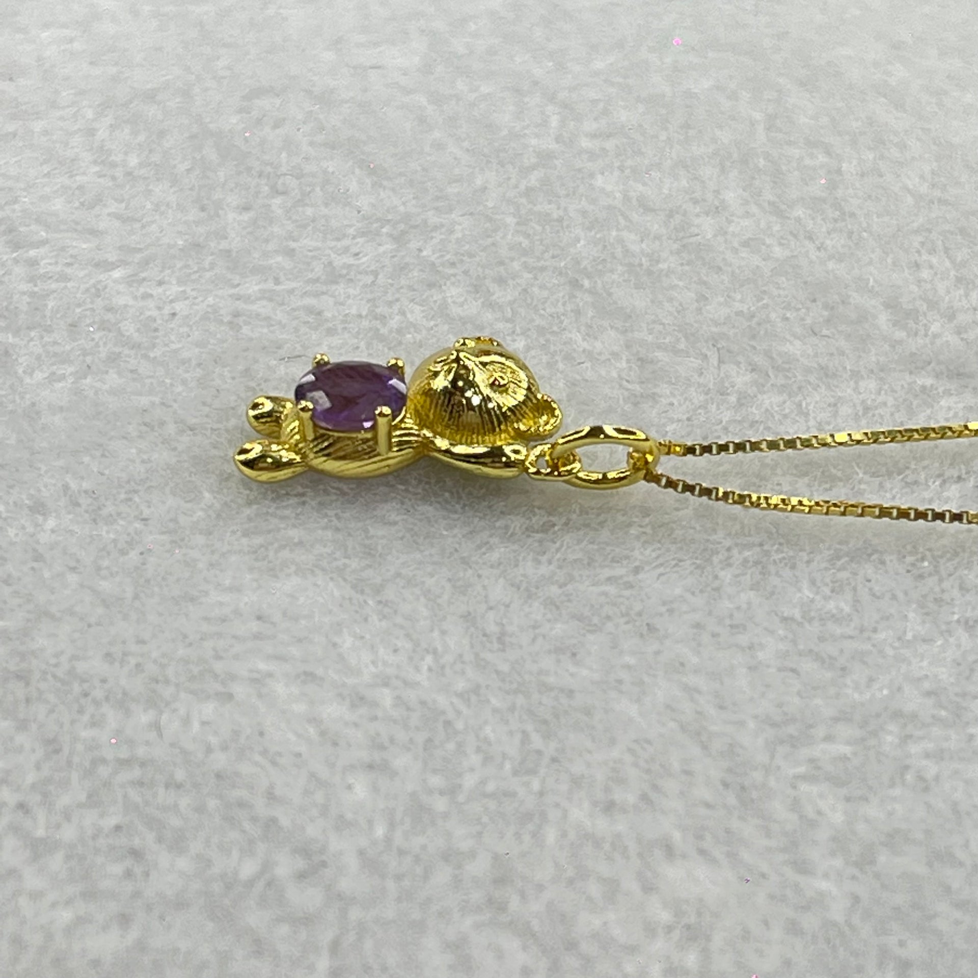 Natural Amethyst in Italy S925 Sliver Gold Color Necklace 2.21g 4.9 by 2.0mm - Huangs Jadeite and Jewelry Pte Ltd