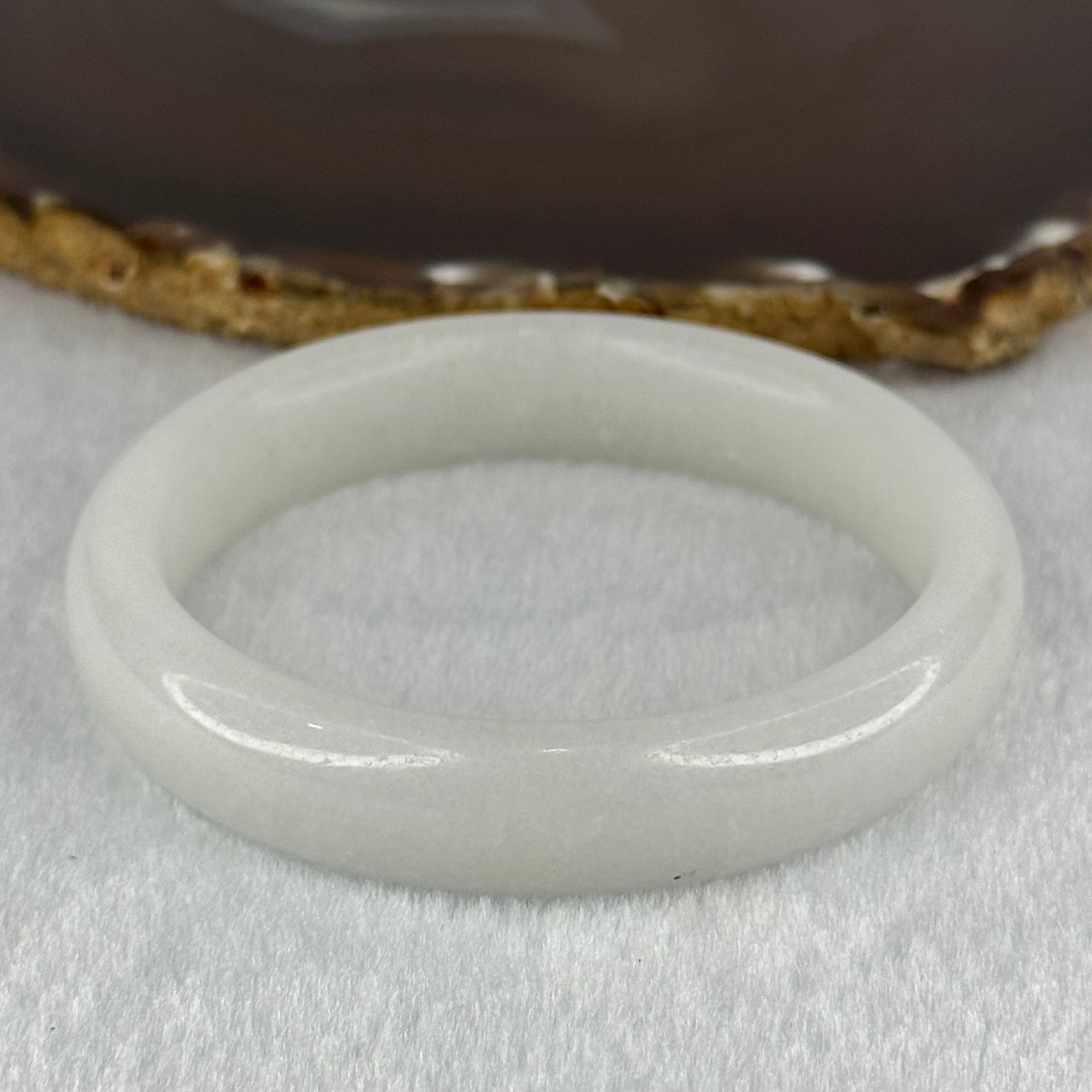 Natural White Jade Crystal Bangle 52.73g Internal Diameter 60.3mm 14.2 by 8.4mm - Huangs Jadeite and Jewelry Pte Ltd
