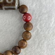 Natural Wooden Beads with 9 Eyes Dzi Bead Bracelet 16.46g 147cm 38.9 by 13.0mm 9Eye - 8.2mm 17 Beads - Huangs Jadeite and Jewelry Pte Ltd