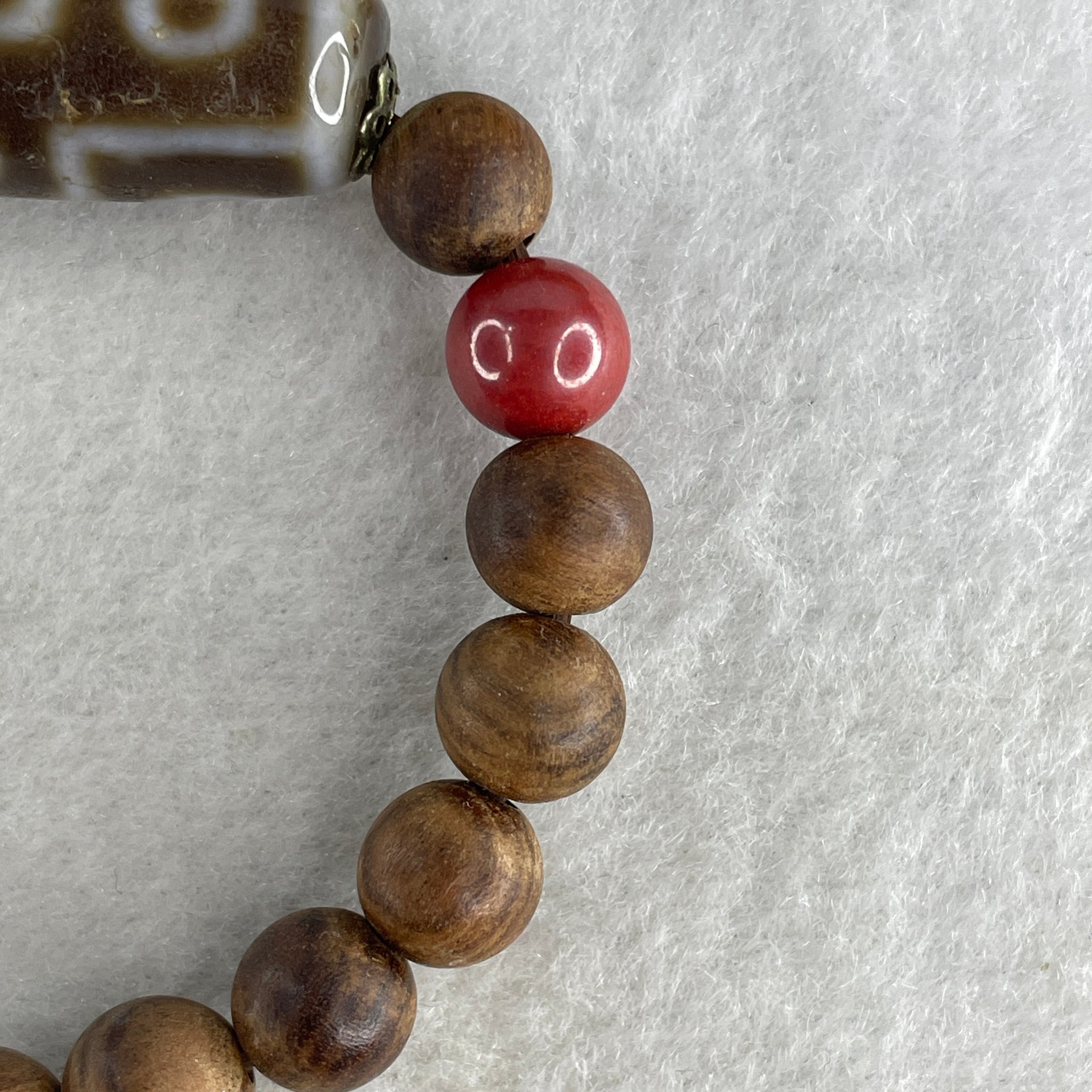 Natural Wooden Beads with 9 Eyes Dzi Bead Bracelet 16.46g 147cm 38.9 by 13.0mm 9Eye - 8.2mm 17 Beads - Huangs Jadeite and Jewelry Pte Ltd