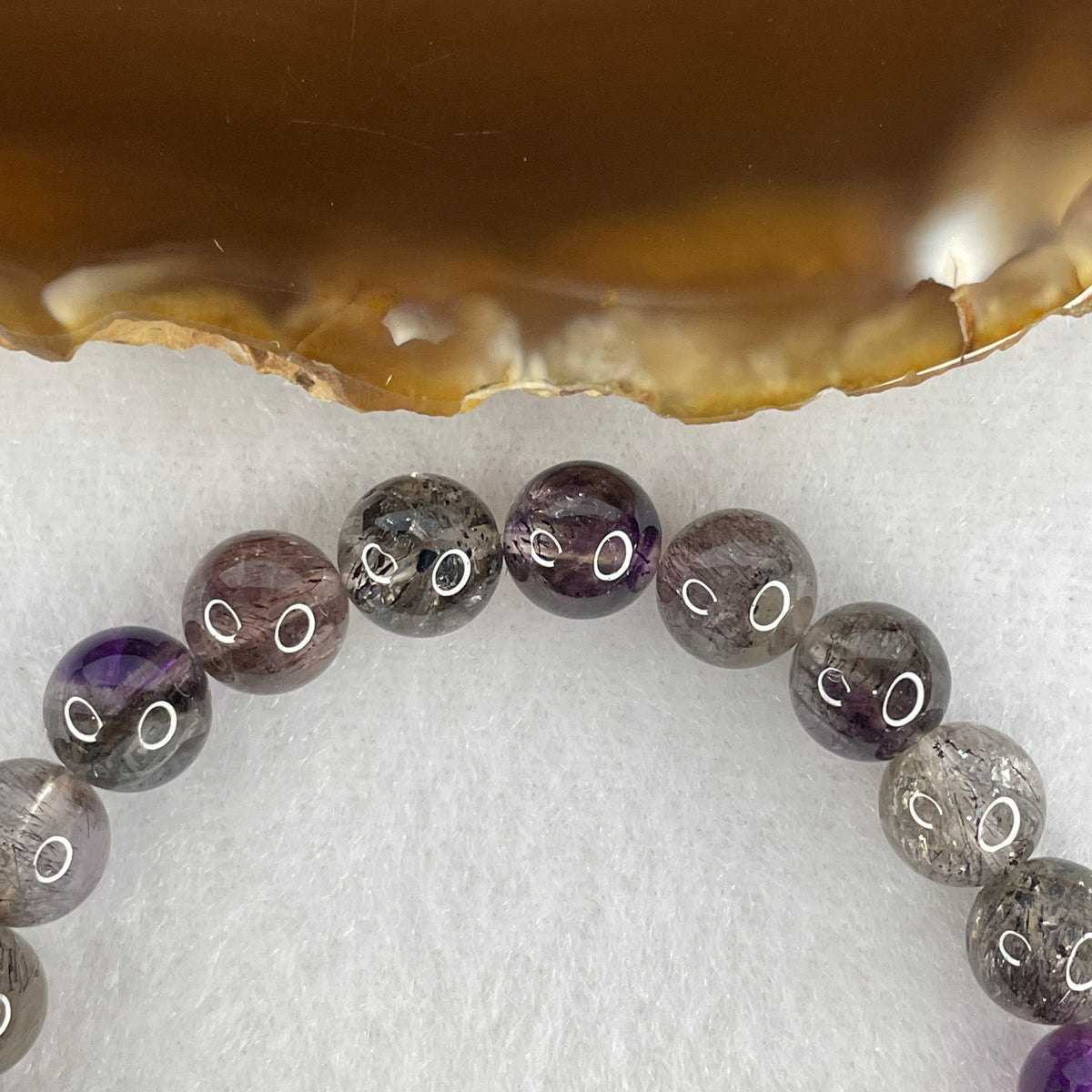 Certified Good Grade Natural Black Super 7 Crystal Beads Bracelet | 15.5cm Strand of 23 Beads 8.3mm (17.43g | Root Grounding, Manifestation & Aura Shield)