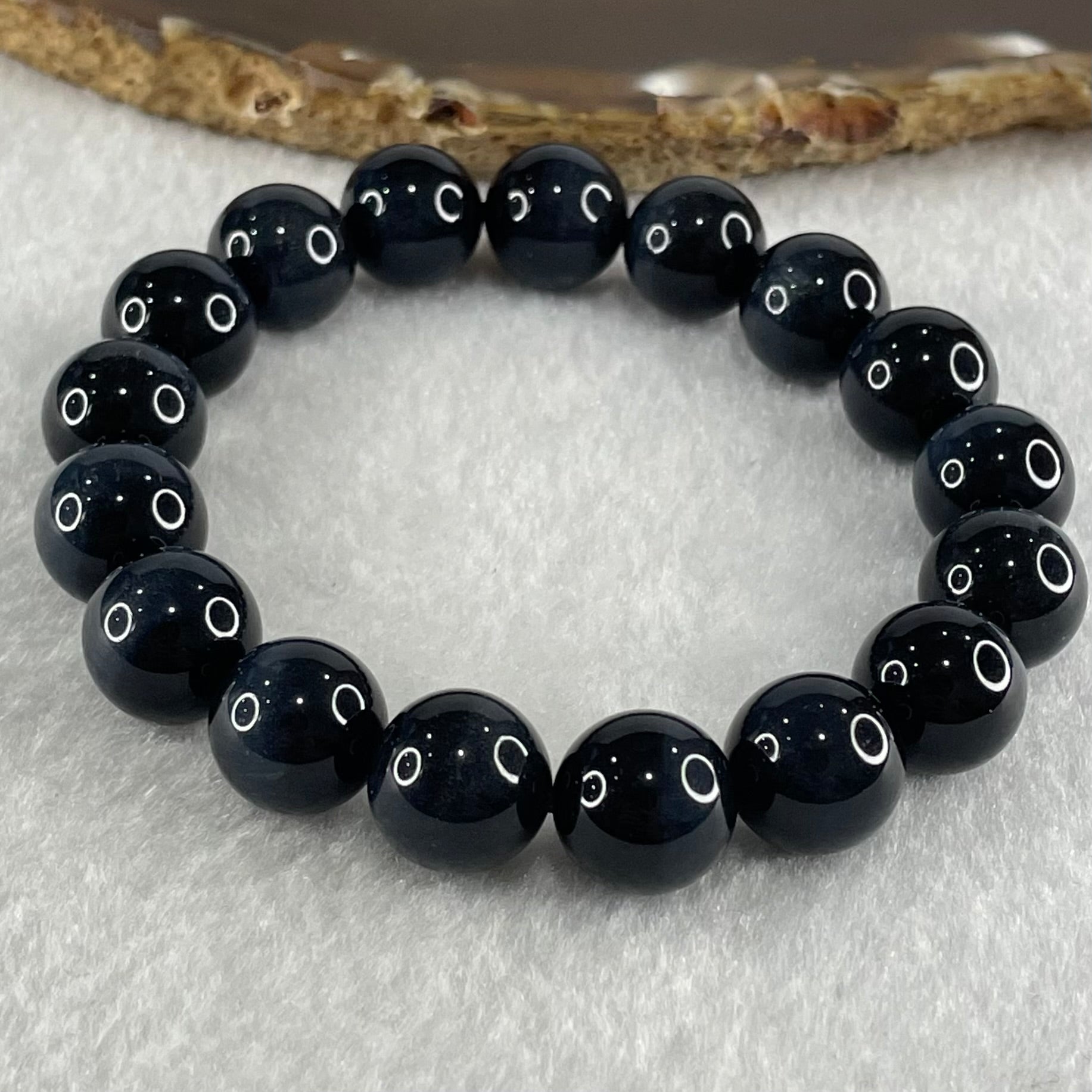 Natural Blue Tiger Eye Quartz Beads Bracelet 40.41g 17.5cm 12.0mm 17 Beads - Huangs Jadeite and Jewelry Pte Ltd