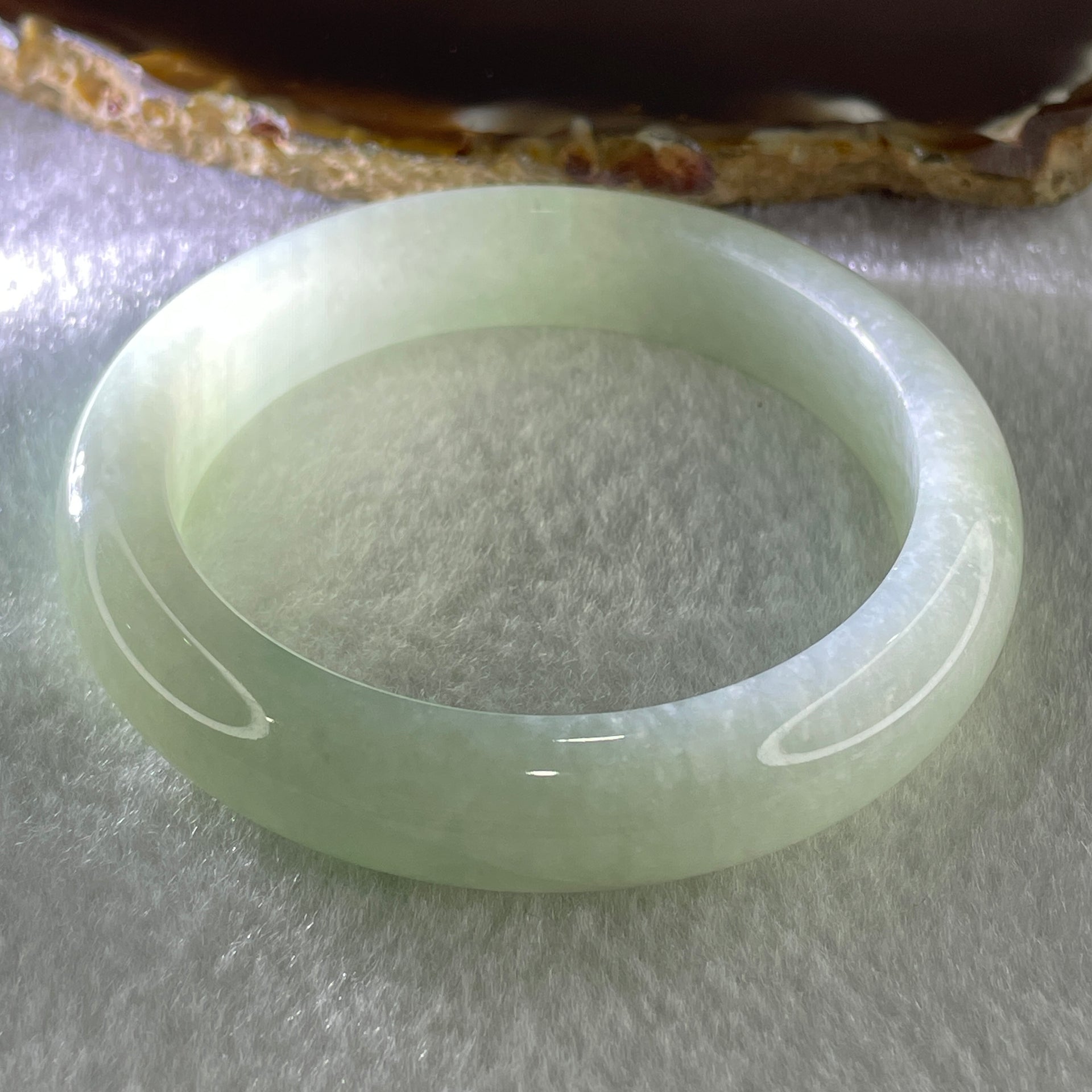 Natural Type A Jelly Full Light Green Jadeite Bangle 50.76g Inner Diameter 54.5mm 11.9 by 8.4mm (Slight Internal Line) - Huangs Jadeite and Jewelry Pte Ltd