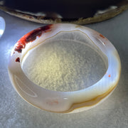Natural White with Red Flower Agate Bangle 50.12g Inner Diameter 56.0mm 14.0 by 9.0mm - Huangs Jadeite and Jewelry Pte Ltd
