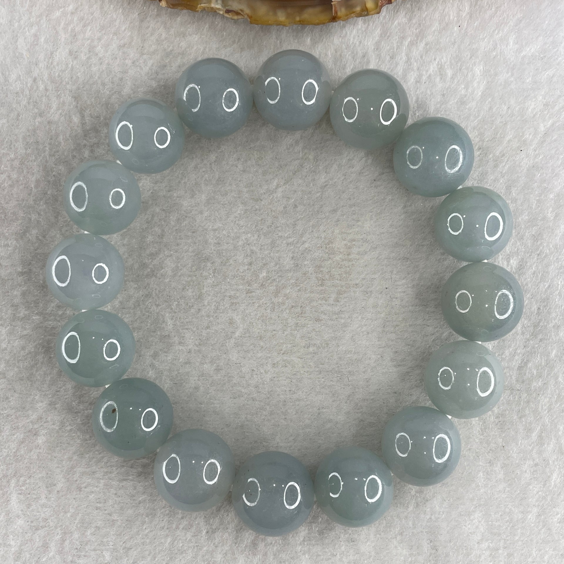 Type A High Quality Faint Grey & Lavender Jade Jadeite Beads Bracelet - 77.9g 14.5mm/bead 16 beads 18cm - Huangs Jadeite and Jewelry Pte Ltd