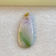Type A Light Lavender Green with Apple Green Patches Jadeite Pendent with Pi Xiu on Gourd in 18K Yellow Gold Clasp 7.69g 38.8 by 18.2 by 4.7mm - Huangs Jadeite and Jewelry Pte Ltd