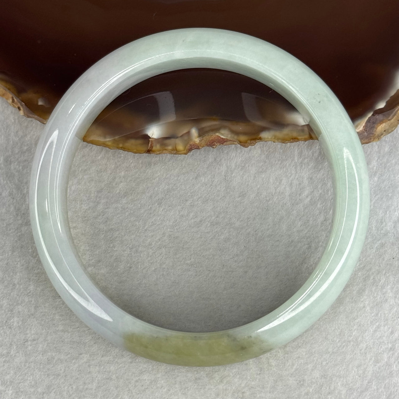 Type A Light Blueish Green with Brown and Lavender Jadeite Bangle Internal Diameter 58.3mm 58.11g 14.0 by 7.7mm (Slight Internal Lines) - Huangs Jadeite and Jewelry Pte Ltd