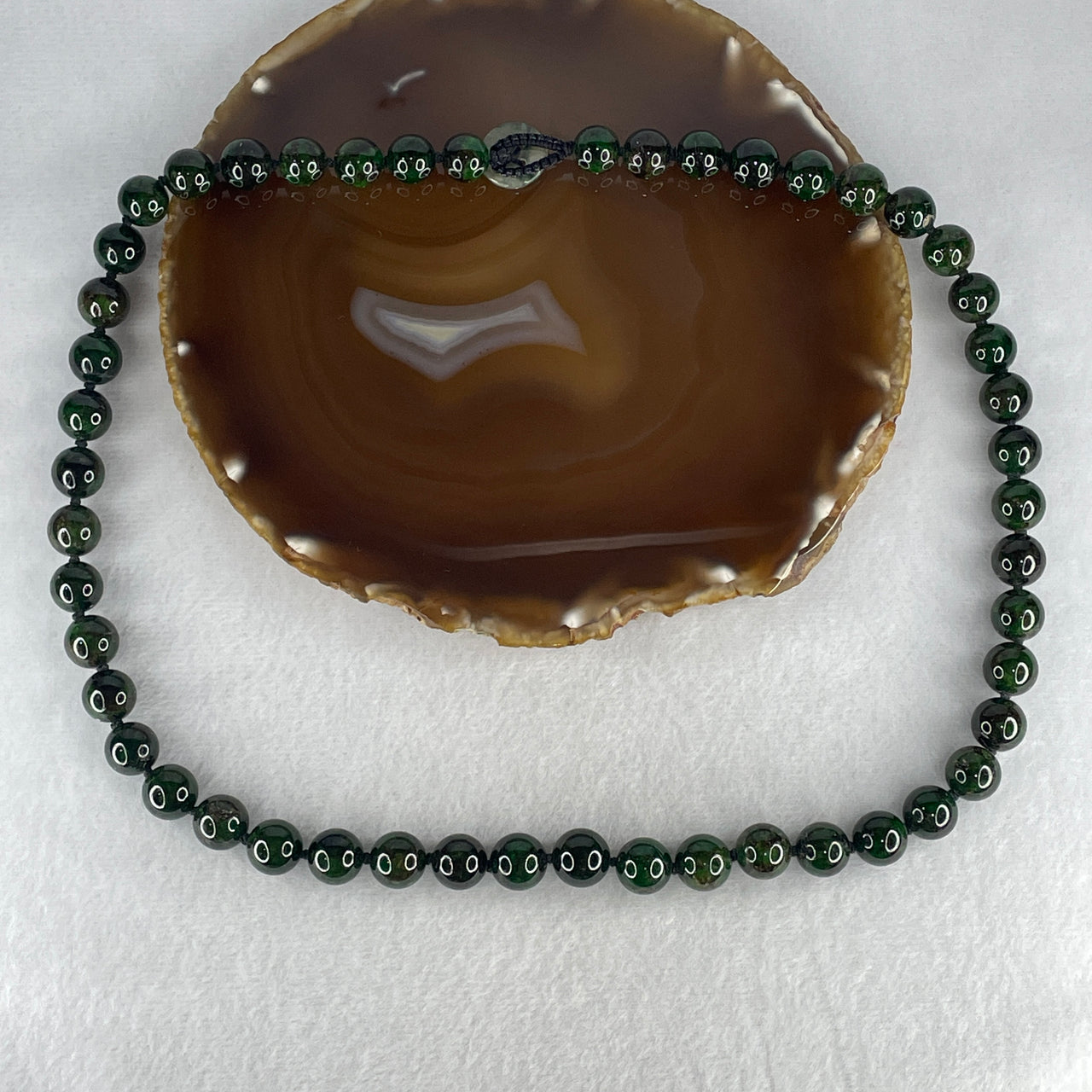 Natural Green Diopside Beads Necklace – Deep Forest Green Crystal Strand | Healing, Balance & Natural Elegance 112.87g 58cm 11.0mm 49 Beads